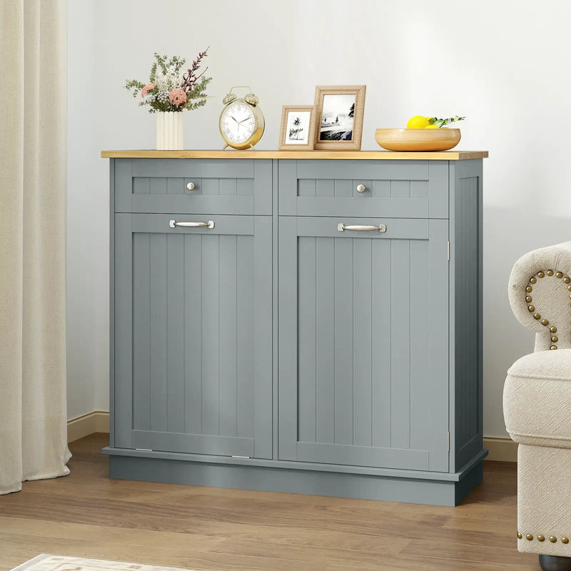 Kitchen Tilt Out Trash Cabinet with 2 Drawers and Adjustable Shelf by DirectDeals