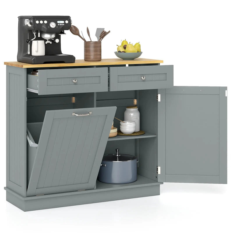 Kitchen Tilt Out Trash Cabinet with 2 Drawers and Adjustable Shelf by DirectDeals