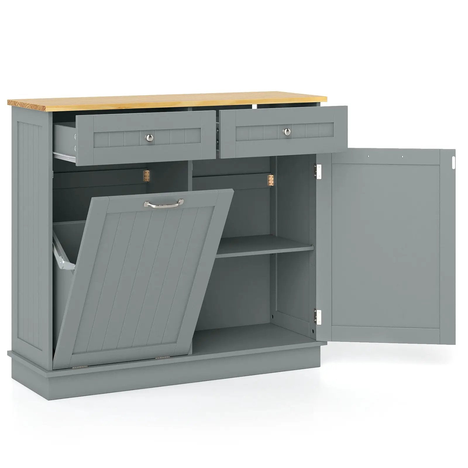 Kitchen Tilt Out Trash Cabinet with 2 Drawers and Adjustable Shelf by DirectDeals