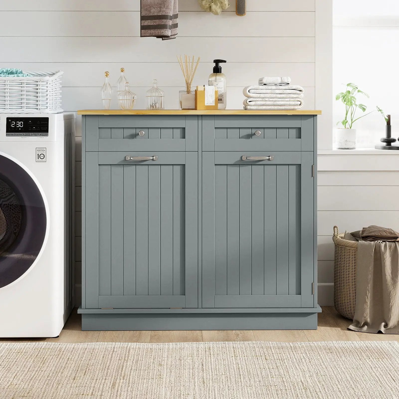 Kitchen Tilt Out Trash Cabinet with 2 Drawers and Adjustable Shelf by DirectDeals