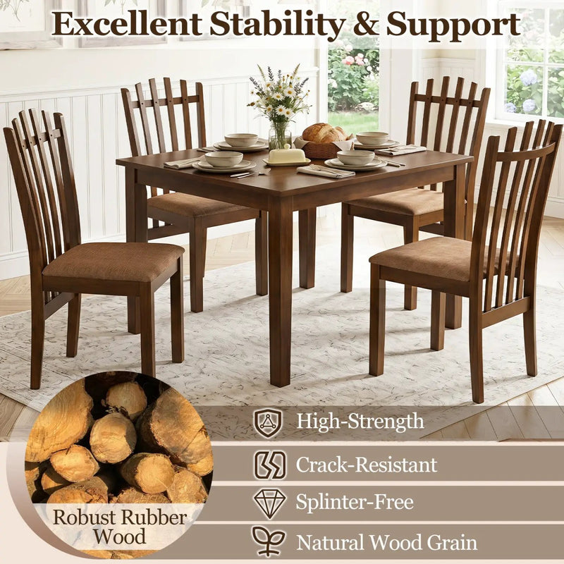 Rubber Wood Slat Back Dining Chairs Set of 2 - Brown by DirectDeals