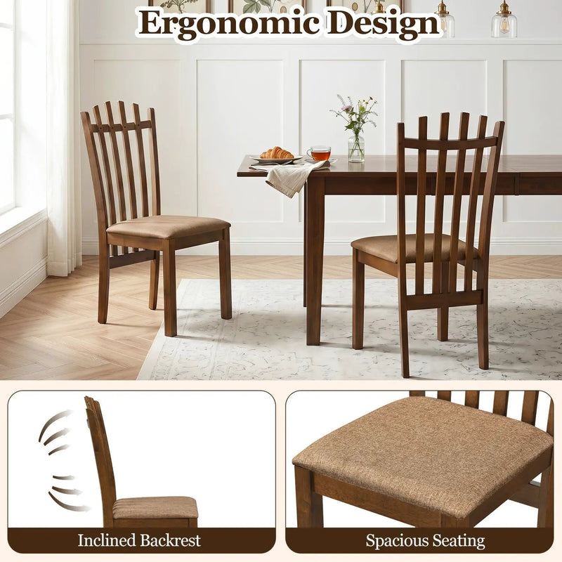 Rubber Wood Slat Back Dining Chairs Set of 2 - Brown by DirectDeals