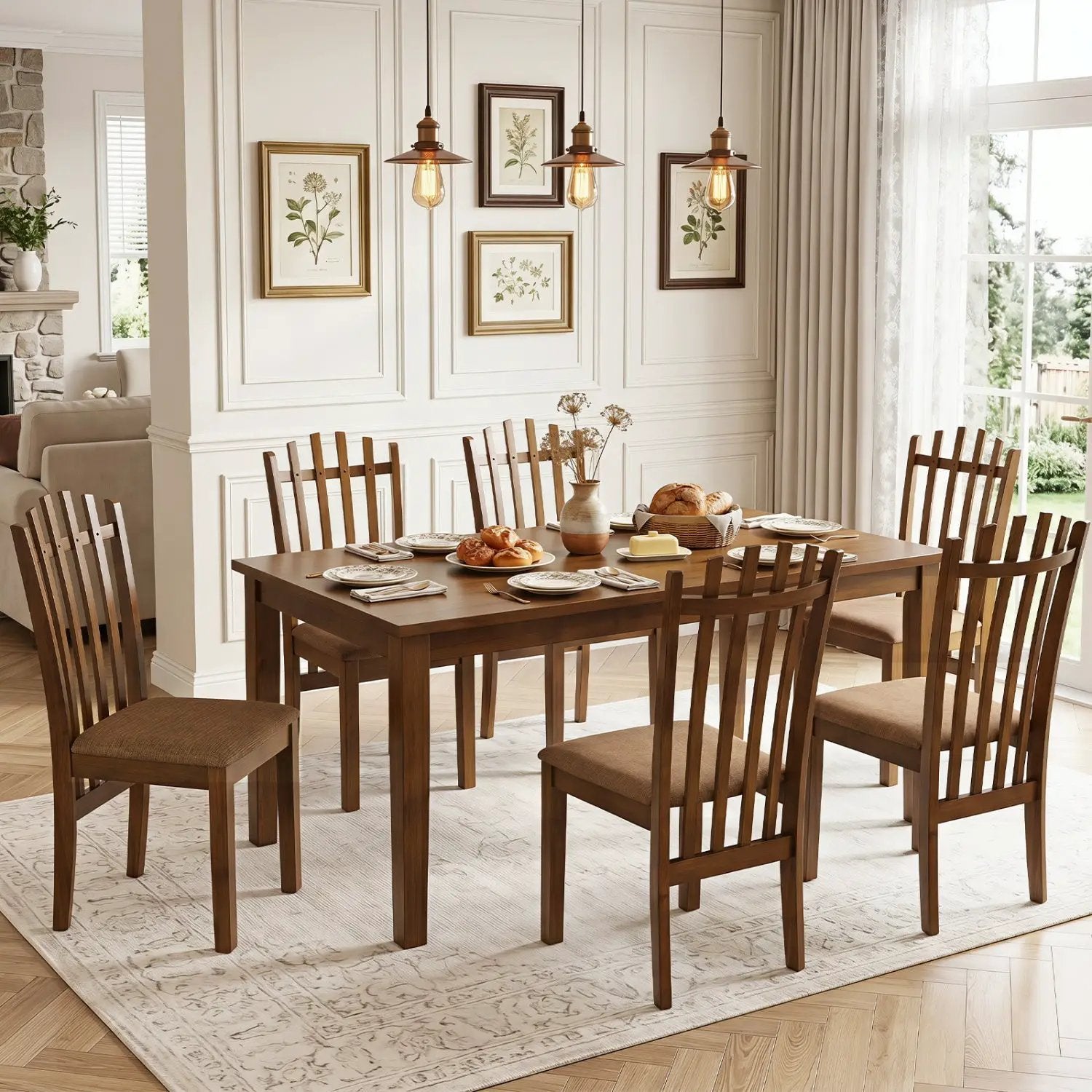 Rubber Wood Dining Chairs Set of 4 with Cushioned Seats by DirectDeals
