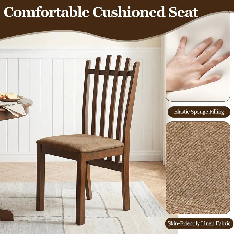 Rubber Wood Dining Chairs Set of 4 with Cushioned Seats by DirectDeals