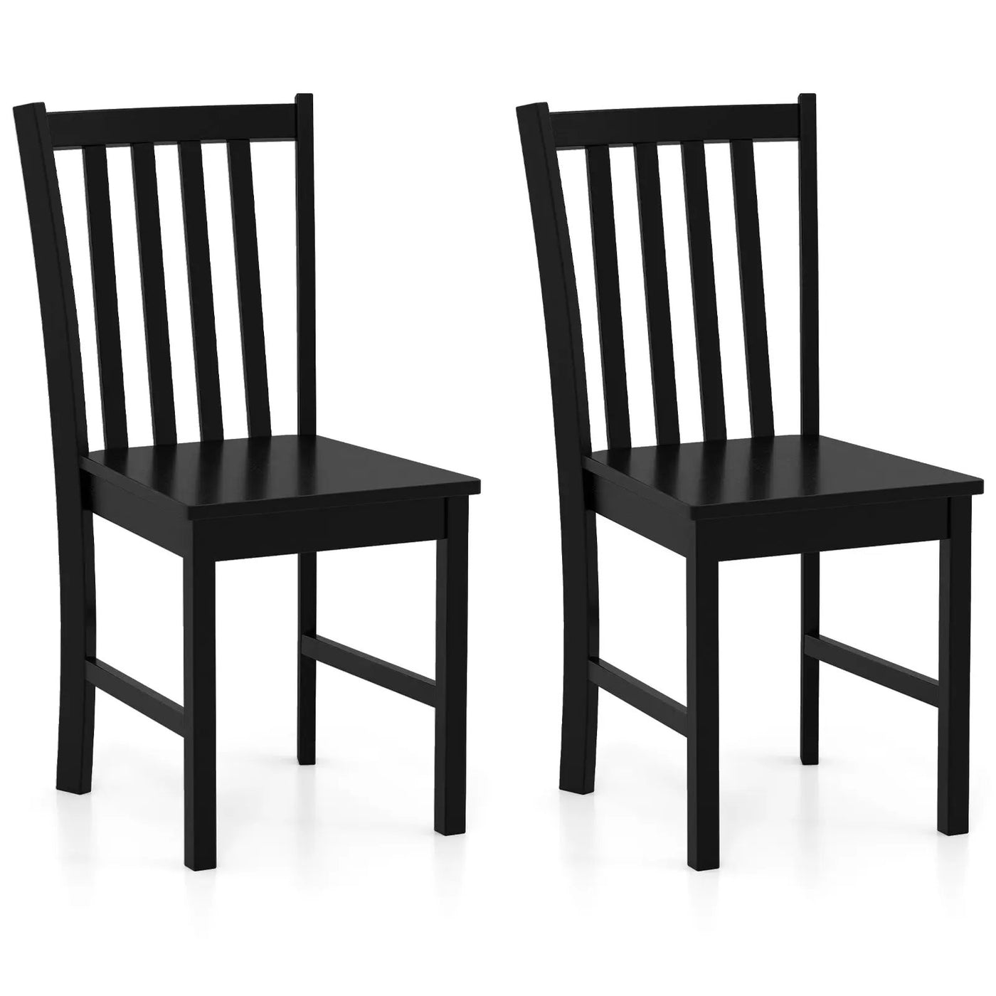 Rustic Dining Chairs Set of 2 Wooden Kitchen Chairs with Slat Tilt Backrest by DirectDeals