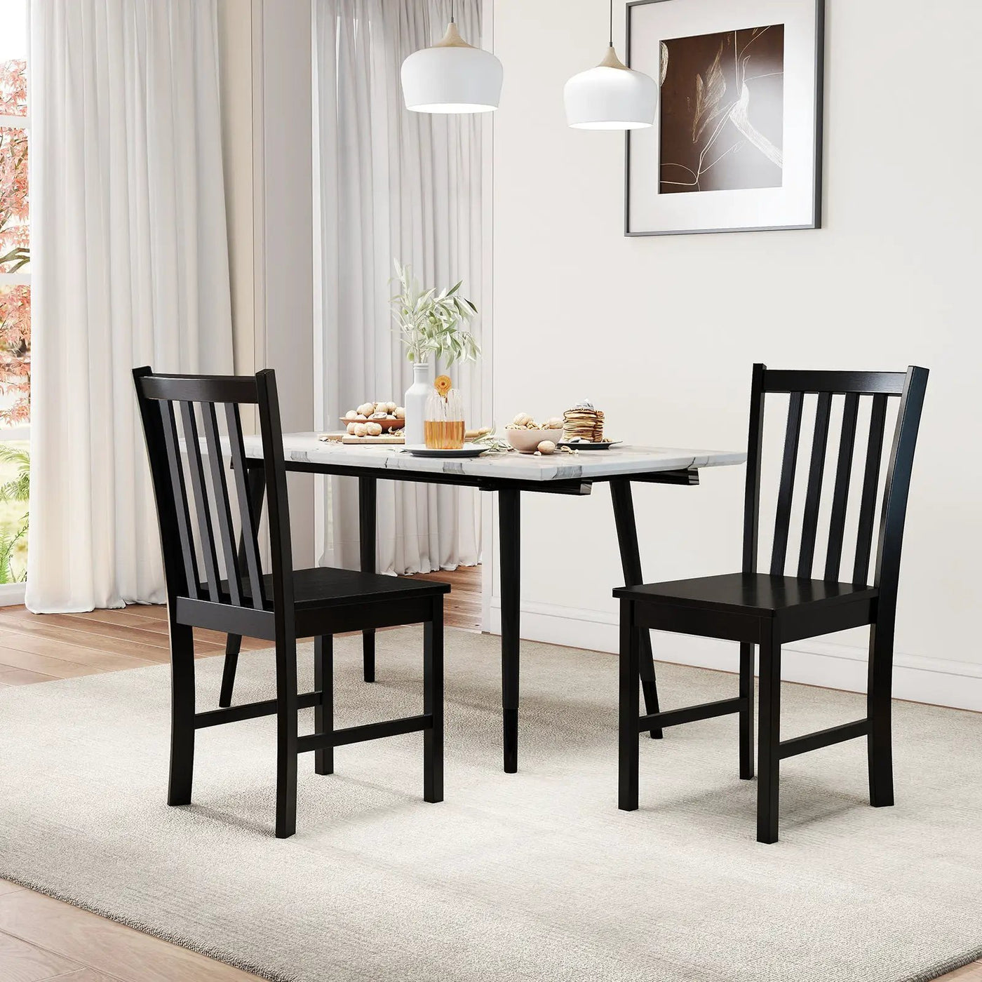 Rustic Dining Chairs Set of 2 Wooden Kitchen Chairs with Slat Tilt Backrest by DirectDeals