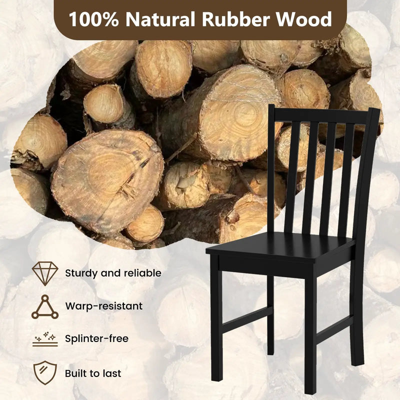 Rustic Dining Chairs Set of 2 Wooden Kitchen Chairs with Slat Tilt Backrest by DirectDeals