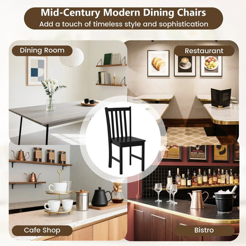 Rustic Dining Chairs Set of 2 Wooden Kitchen Chairs with Slat Tilt Backrest by DirectDeals