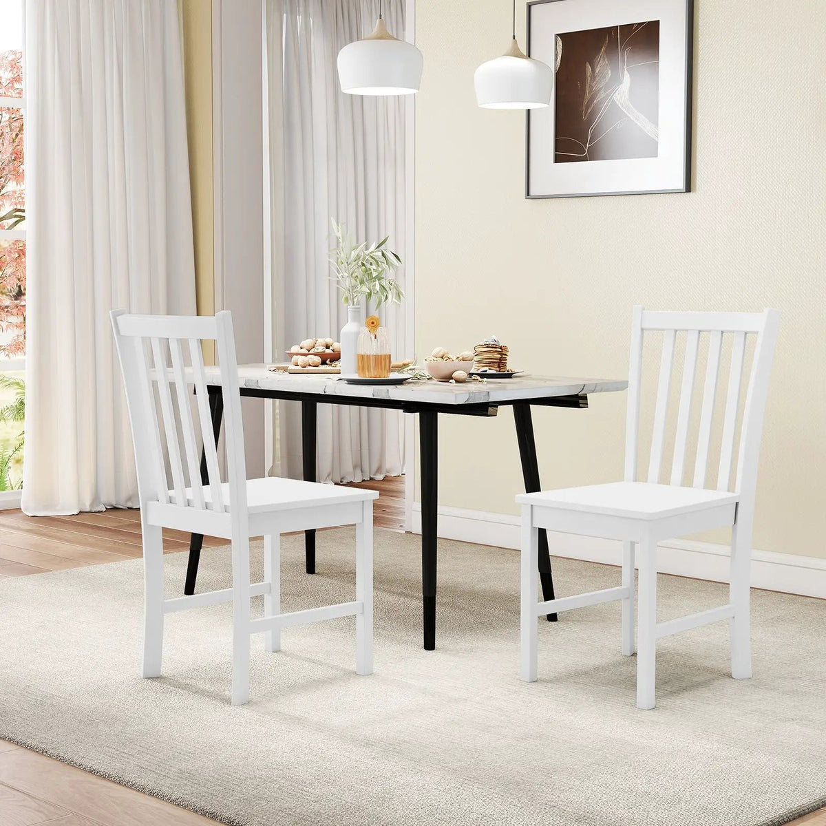 Rustic Dining Chairs Set of 2 Wooden Kitchen Chairs with Slat Tilt Backrest by DirectDeals