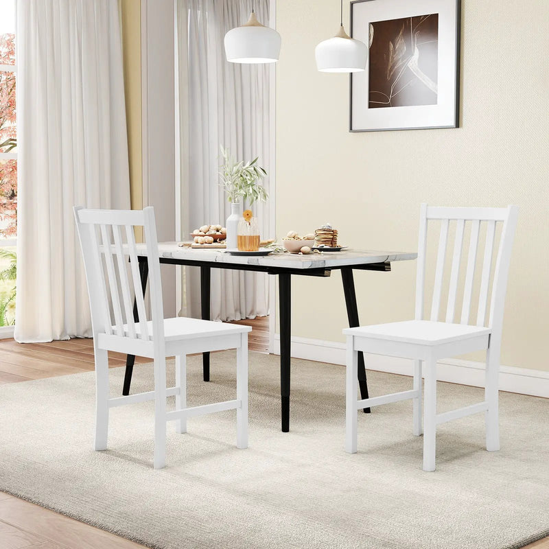 Rustic Dining Chairs Set of 2 Wooden Kitchen Chairs with Slat Tilt Backrest by DirectDeals