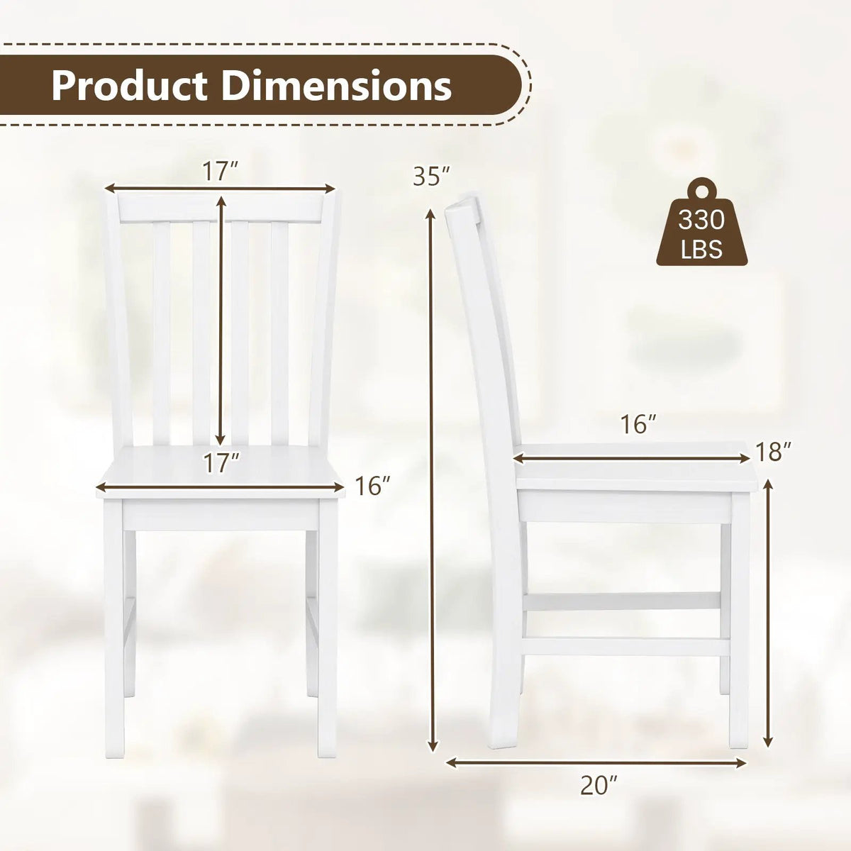 Rustic Dining Chairs Set of 2 Wooden Kitchen Chairs with Slat Tilt Backrest by DirectDeals