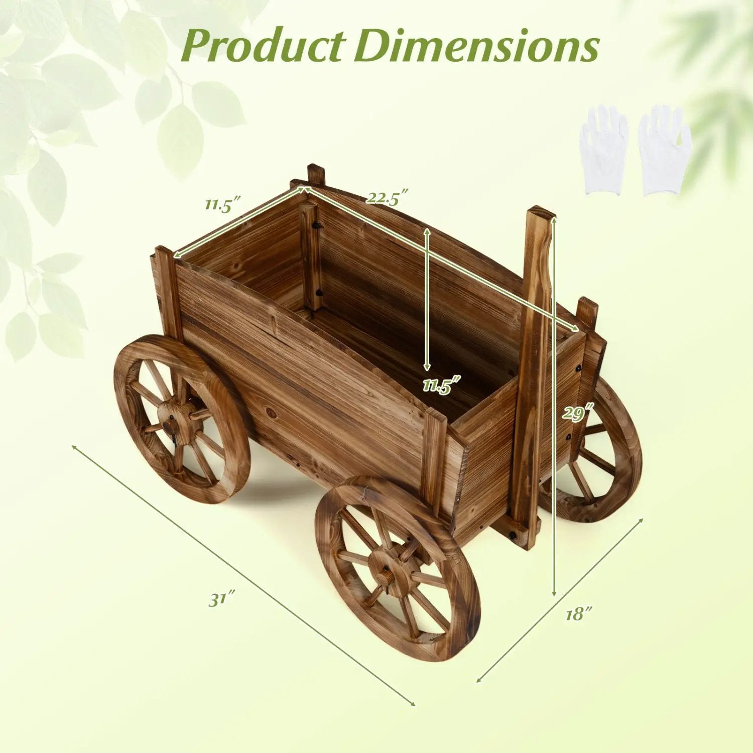 Rustic Rolling Flower Pot Stand with Wheels and Handle-Coffee by DirectDeals
