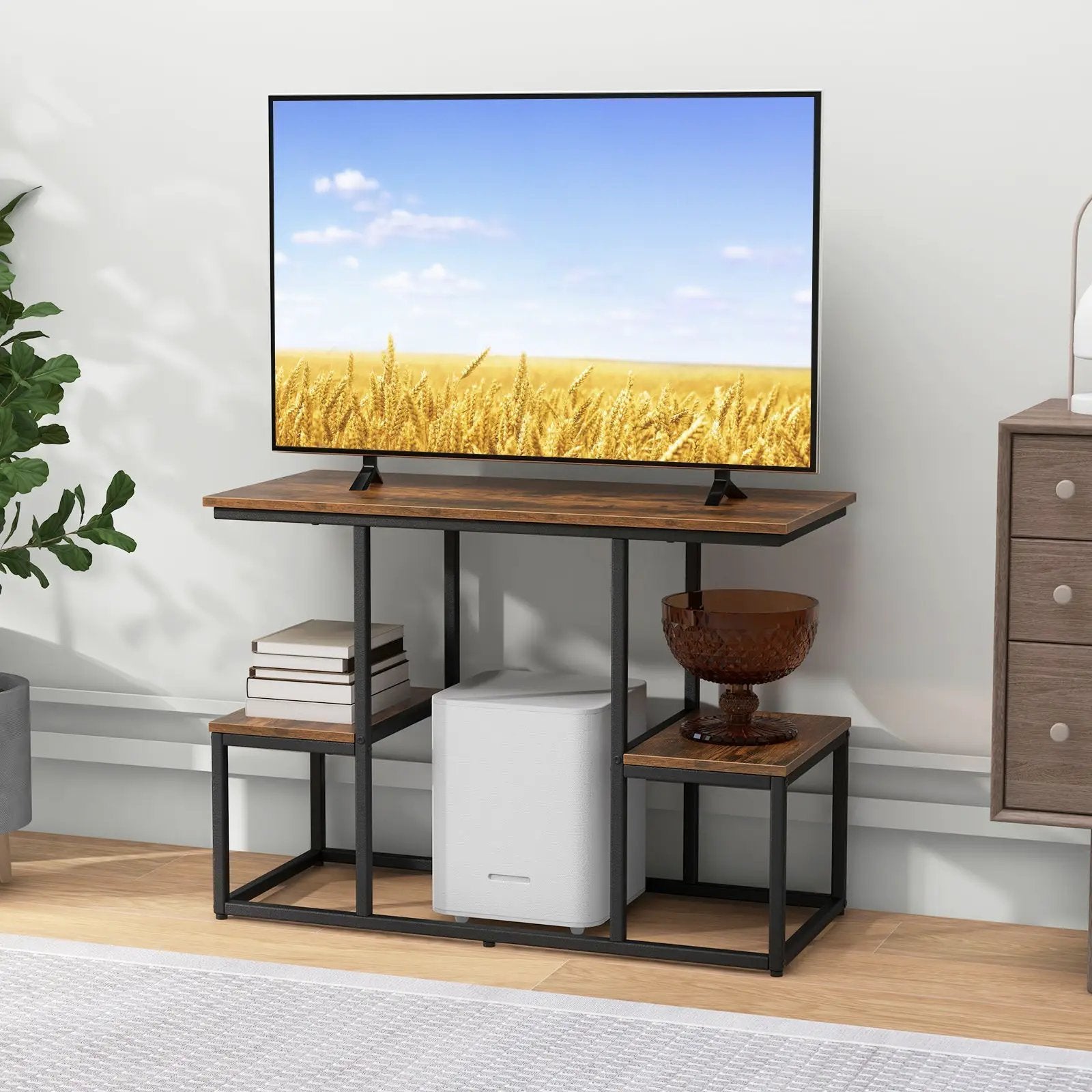 Rustic TV Console Table for 50 Inches TVs-Rustic Brown by DirectDeals