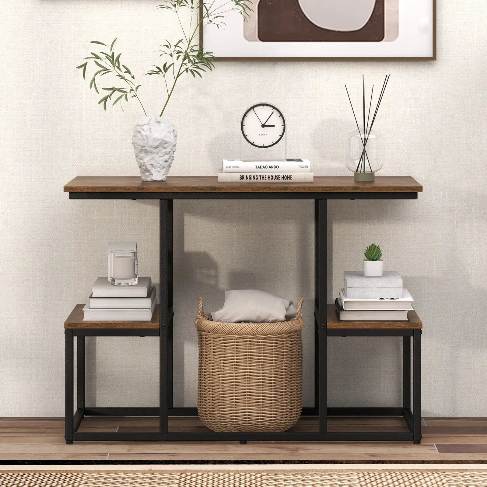 Rustic TV Console Table for 50 Inches TVs-Rustic Brown by DirectDeals