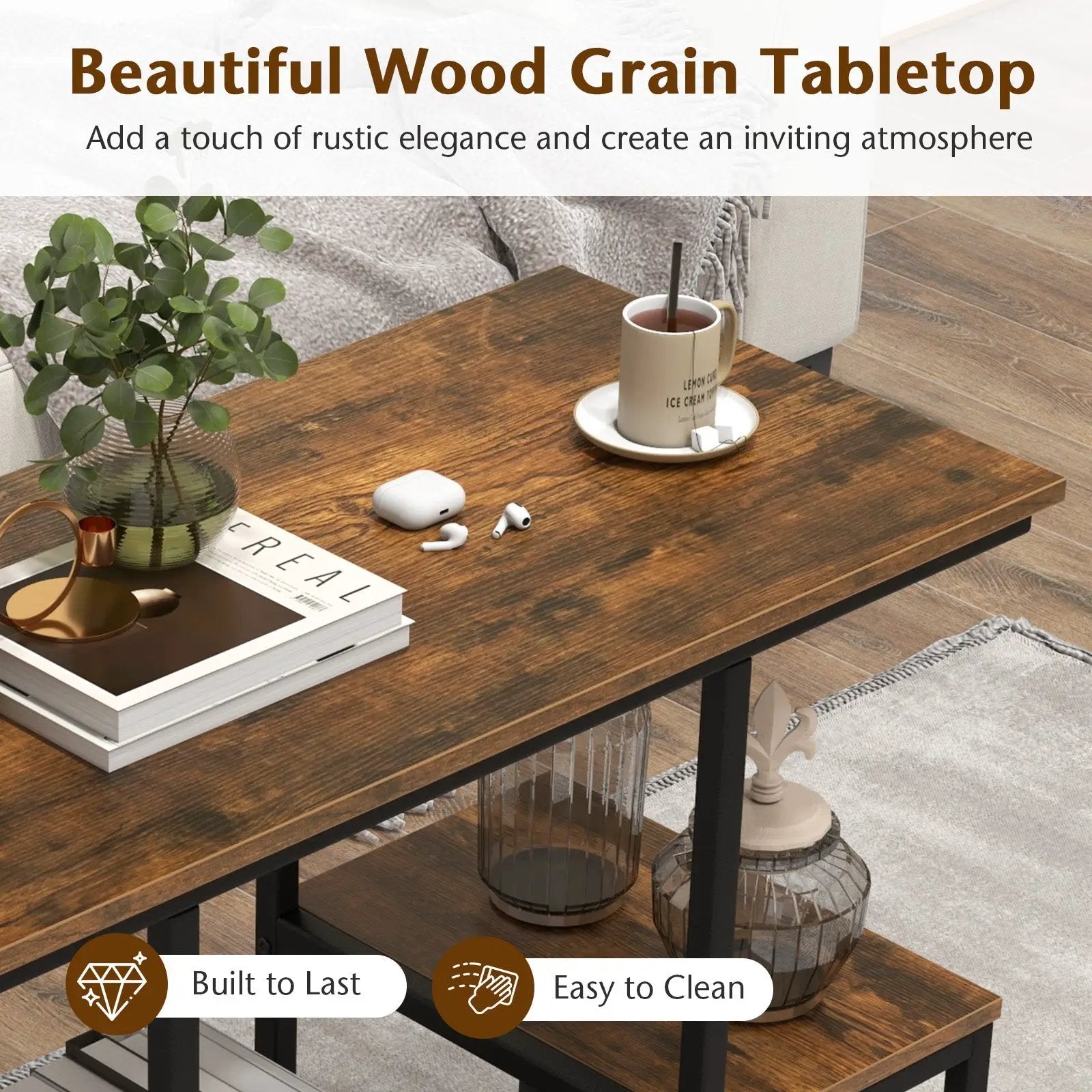 Rustic TV Console Table for 50 Inches TVs-Rustic Brown by DirectDeals