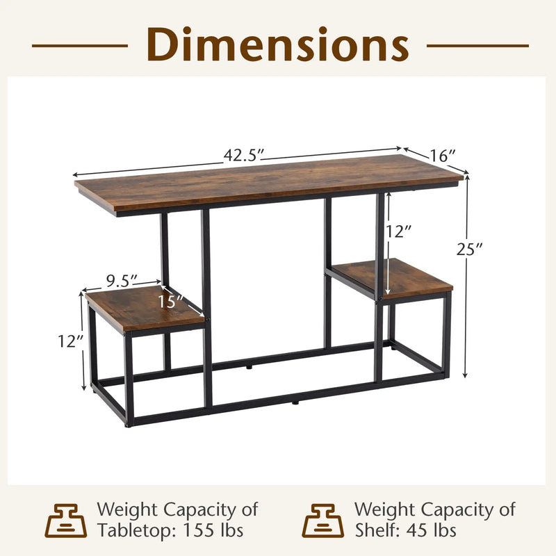 Rustic TV Console Table for 50 Inches TVs-Rustic Brown by DirectDeals