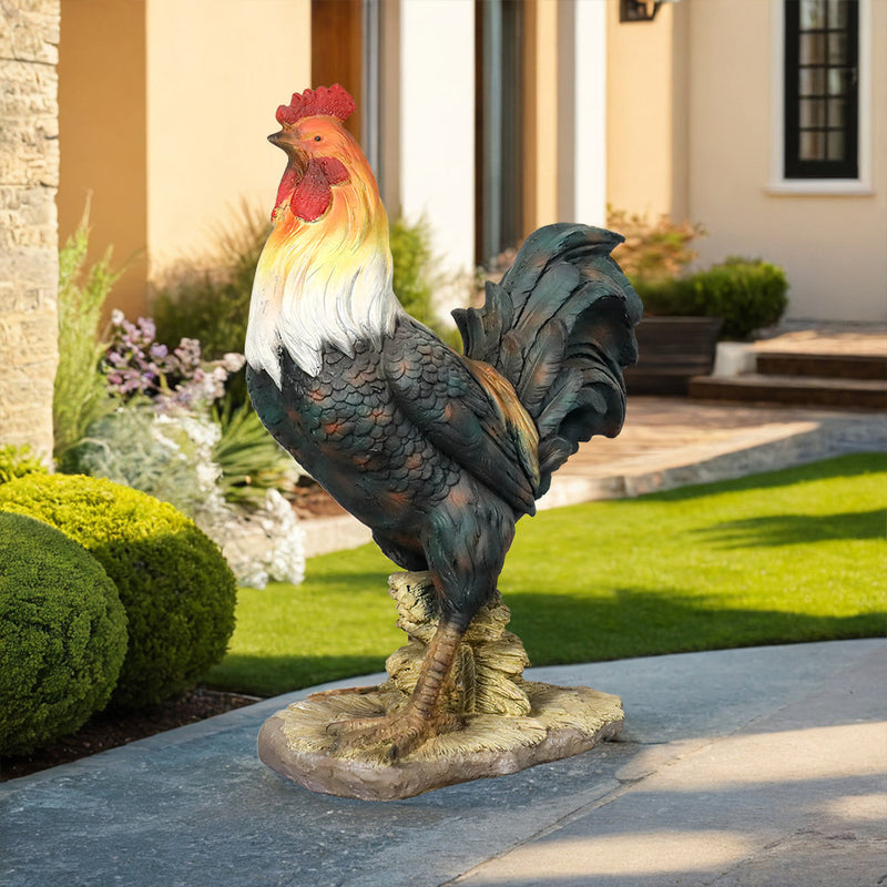 Concrete Rooster Statue Hand Painted Farmhouse 22 In, photo 2 of 15