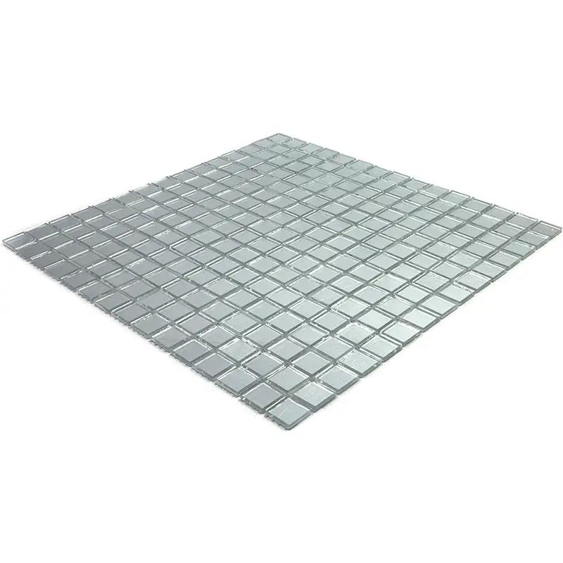 Silver 12x12 Glossy Uniform Square Glass Mosaic Tile (20 pack, 20 sq ft/case) by Apollo Tile
