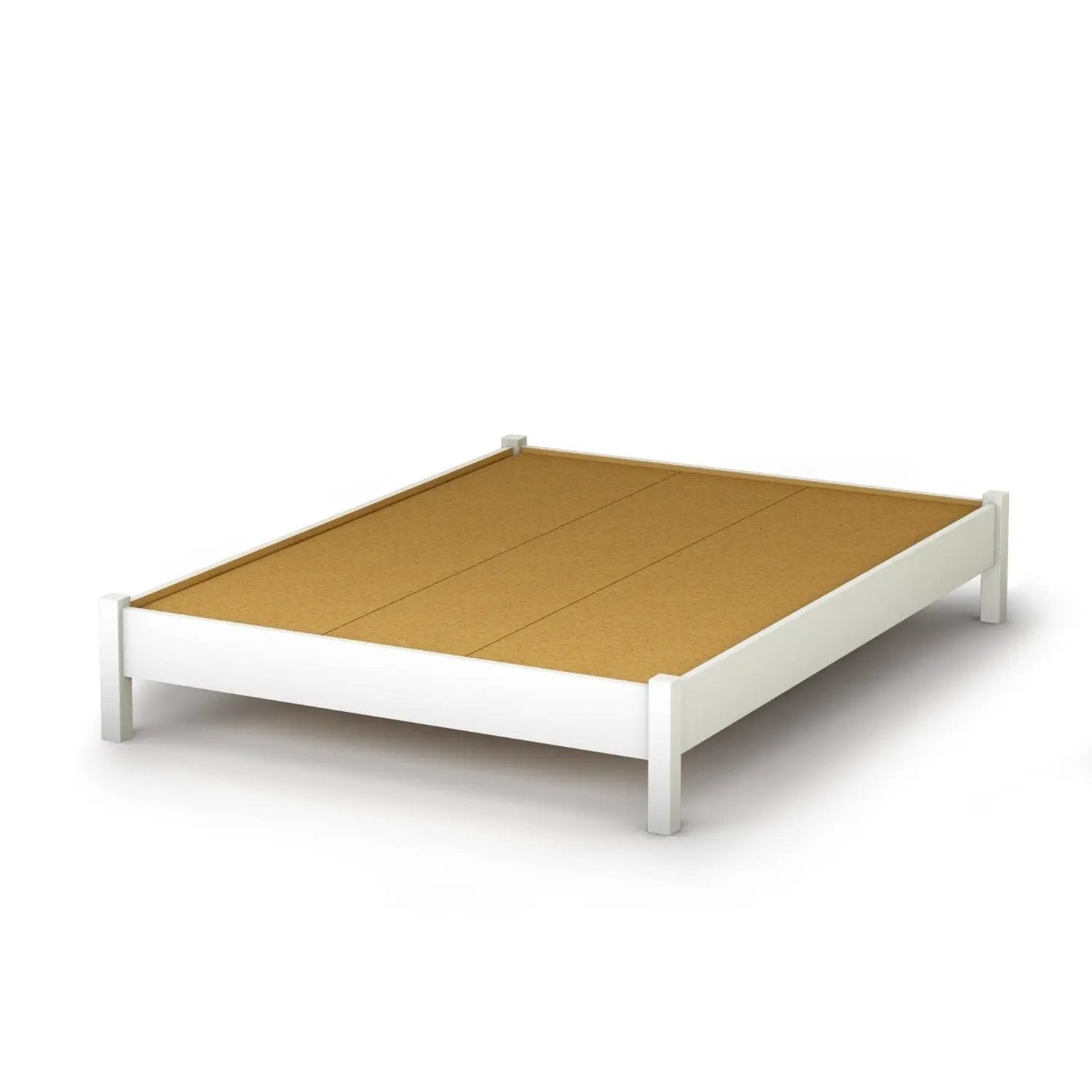 Full size Simple Platform Bed in White Finish - Modern Design by HomePacific