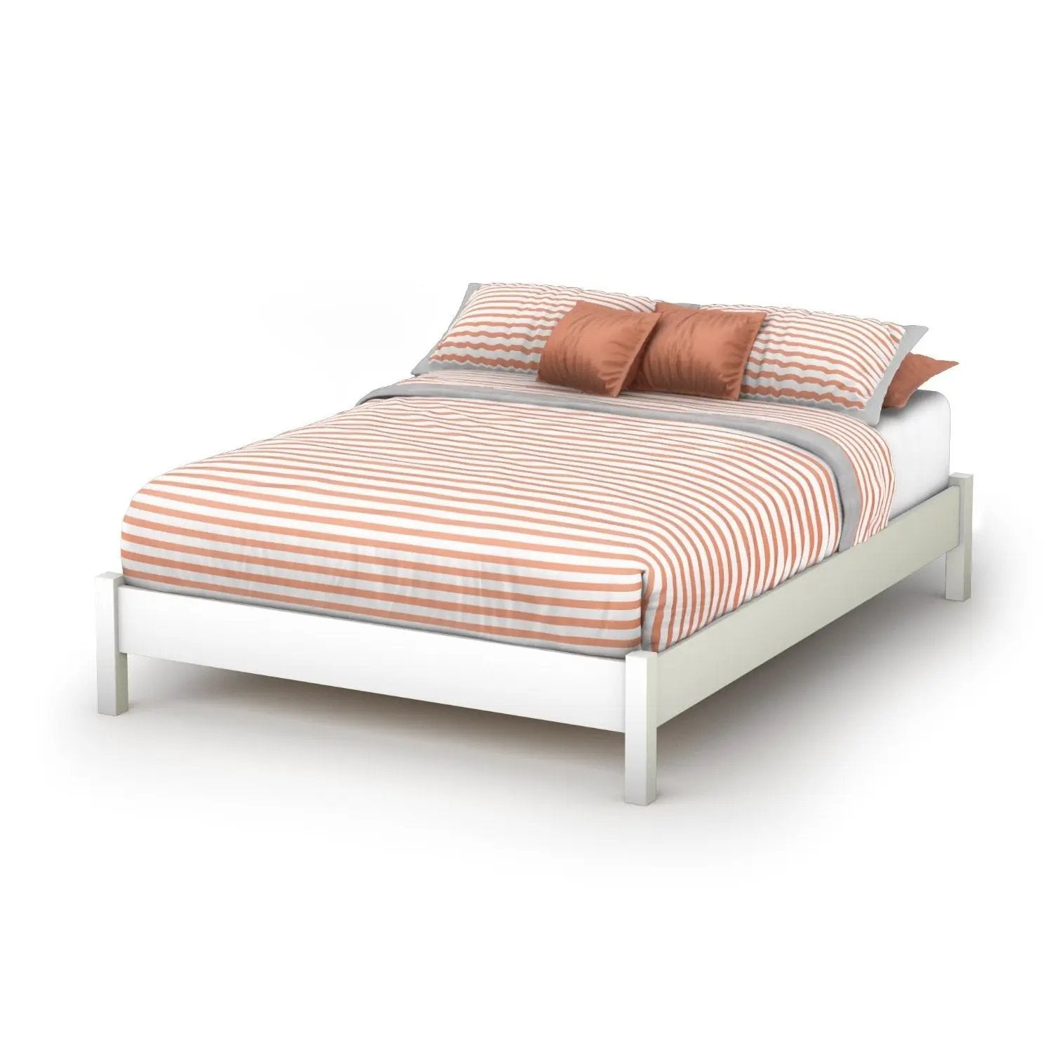 Full size Simple Platform Bed in White Finish - Modern Design by HomePacific
