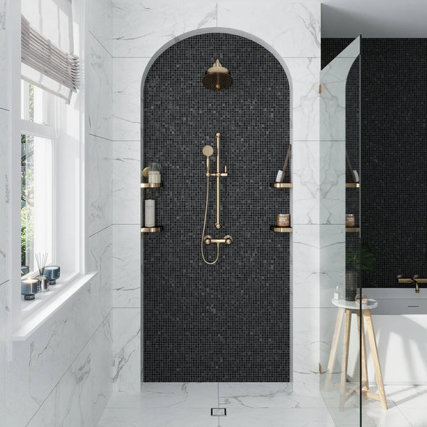 Black 12x12 Uniform Square Glossy Glass Mosaic Tile (20 pack, 20 sq ft/case)