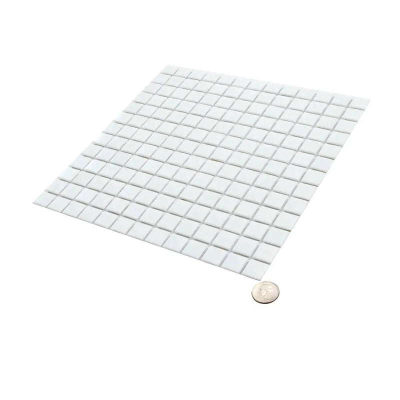 Rice White 12x12 Glossy Uniform Square Glass Mosaic Tile (20 pack, 20 sq ft/case) by Apollo Tile