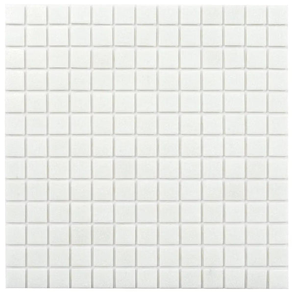 Cotton White 12x12 Glossy Uniform Square Glass Mosaic Tile (20 pack, 20 sq ft/case)