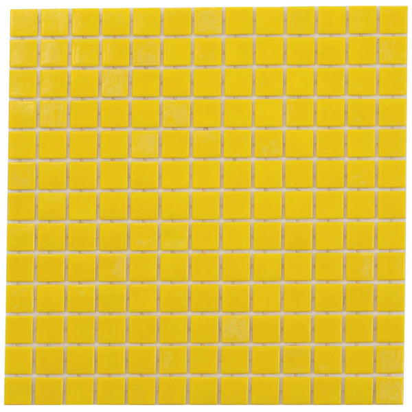 Lemon Yellow 12x12 Glossy Uniform Square Glass Mosaic Tile (20 pack, 20 sq ft/case)