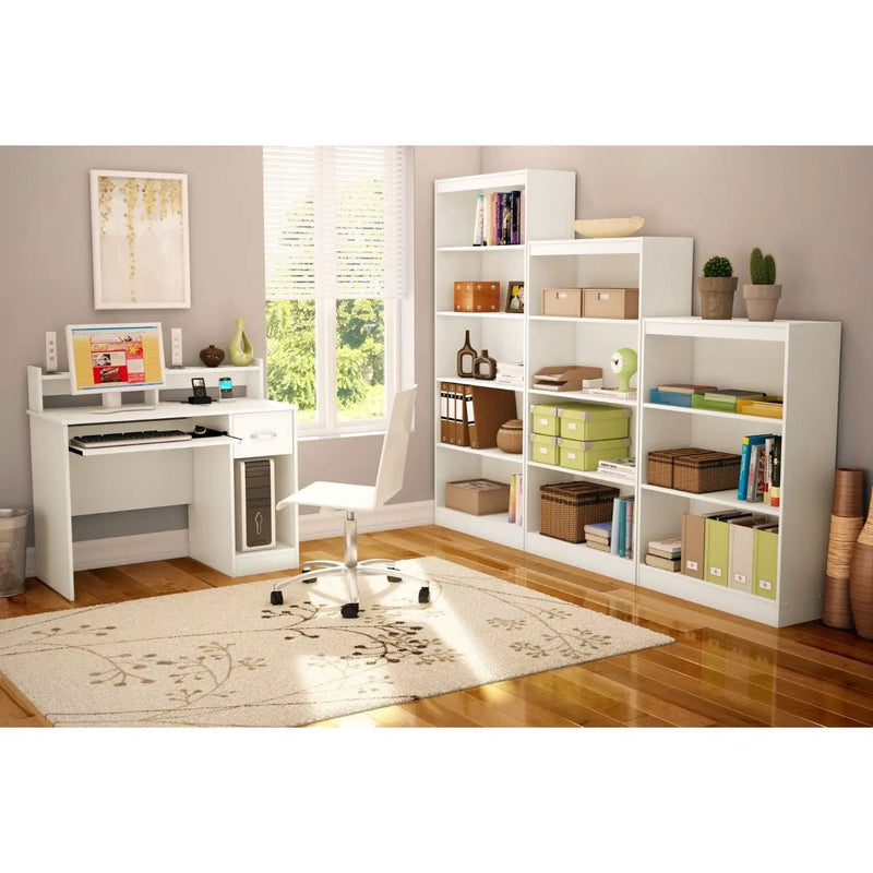 Contemporary Home Office Computer Desk in White Wood Finish by HomePacific