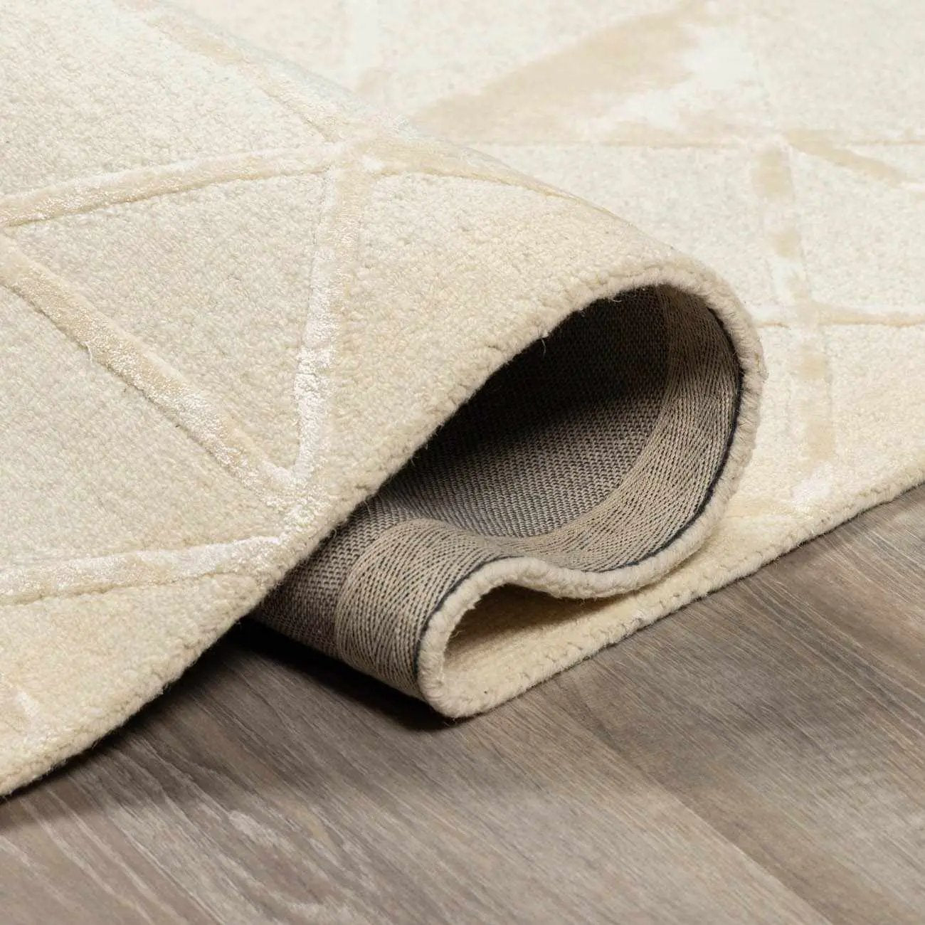 Jevau Beige Geometric Hand Tufted Wool Area Rug - Clearance by Boutique Rugs