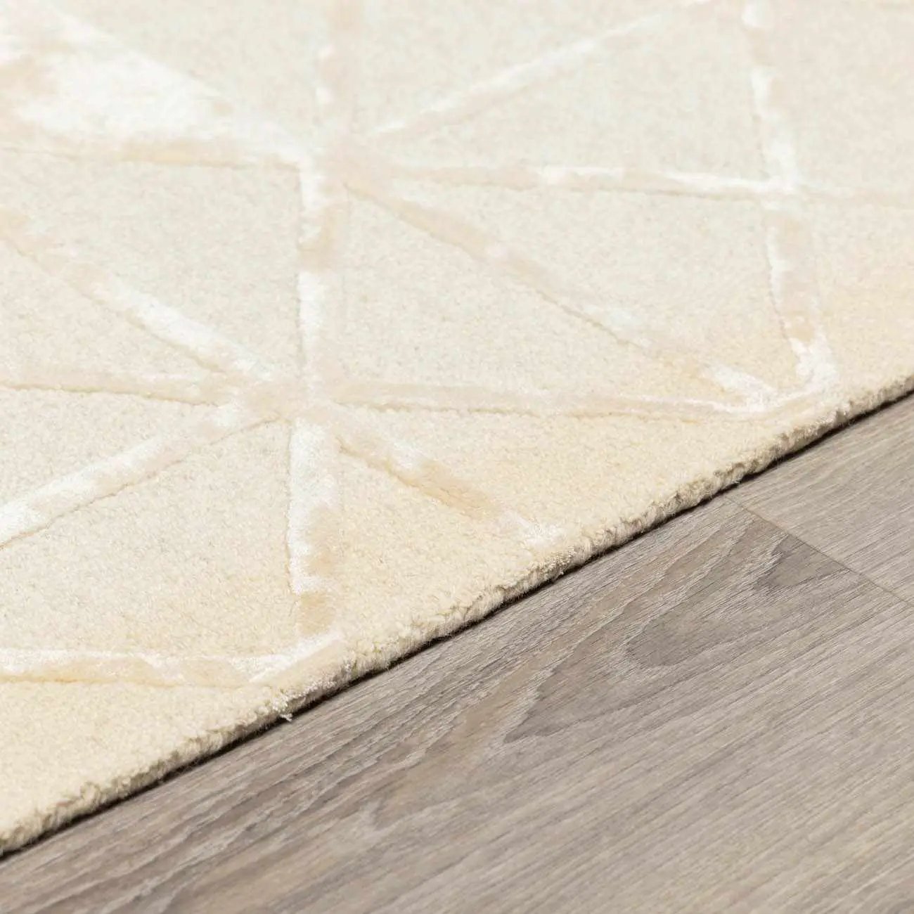 Jevau Beige Geometric Hand Tufted Wool Area Rug - Clearance by Boutique Rugs