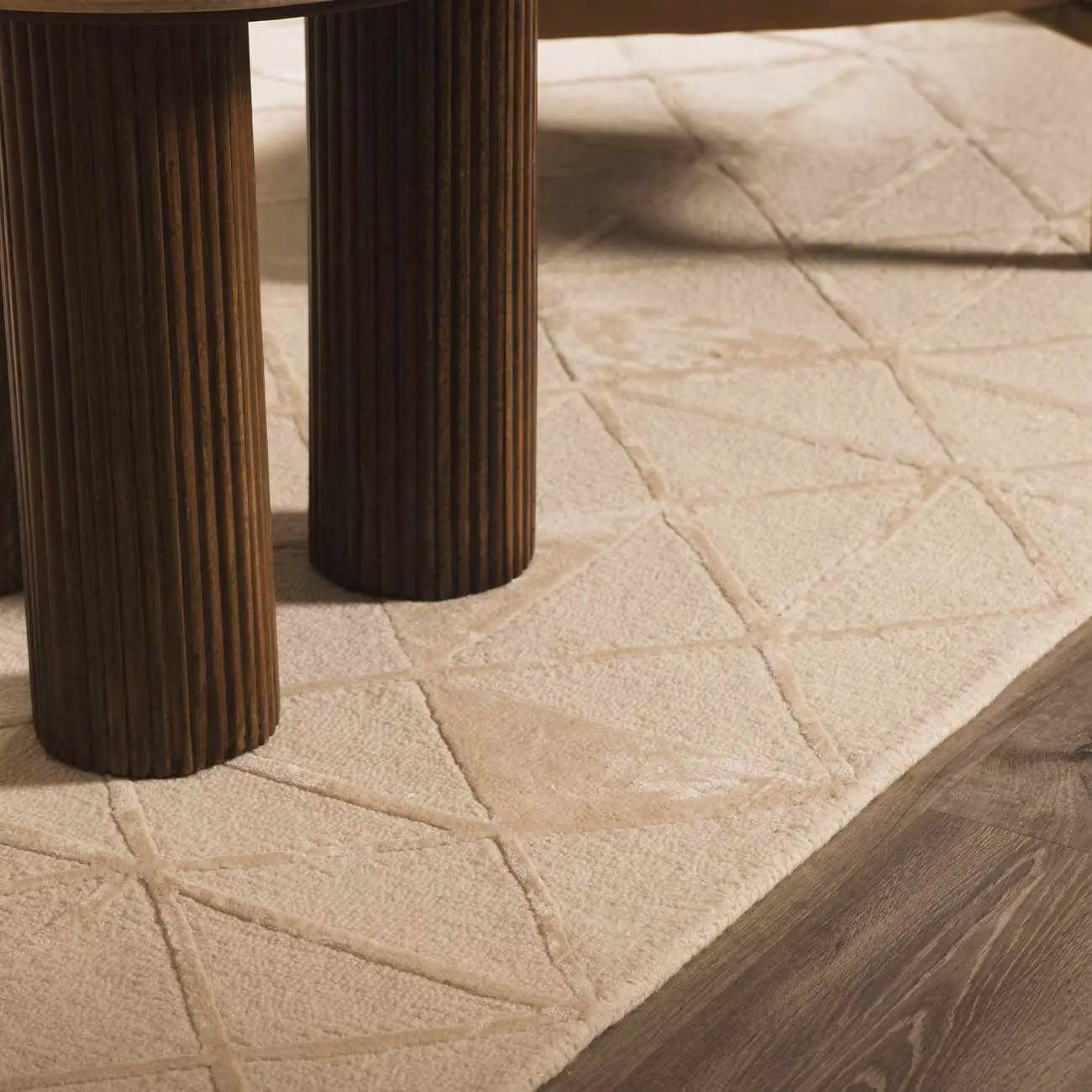 Jevau Beige Geometric Hand Tufted Wool Area Rug - Clearance by Boutique Rugs