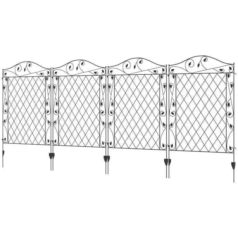 4 Pack Steel Foldable Fence Floral Trellis Panel Animal Barrier by HomePacific