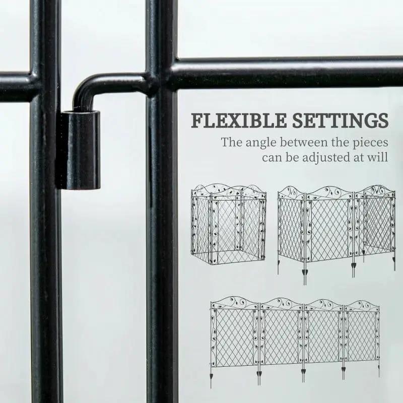 4 Pack Steel Foldable Fence Floral Trellis Panel Animal Barrier by HomePacific