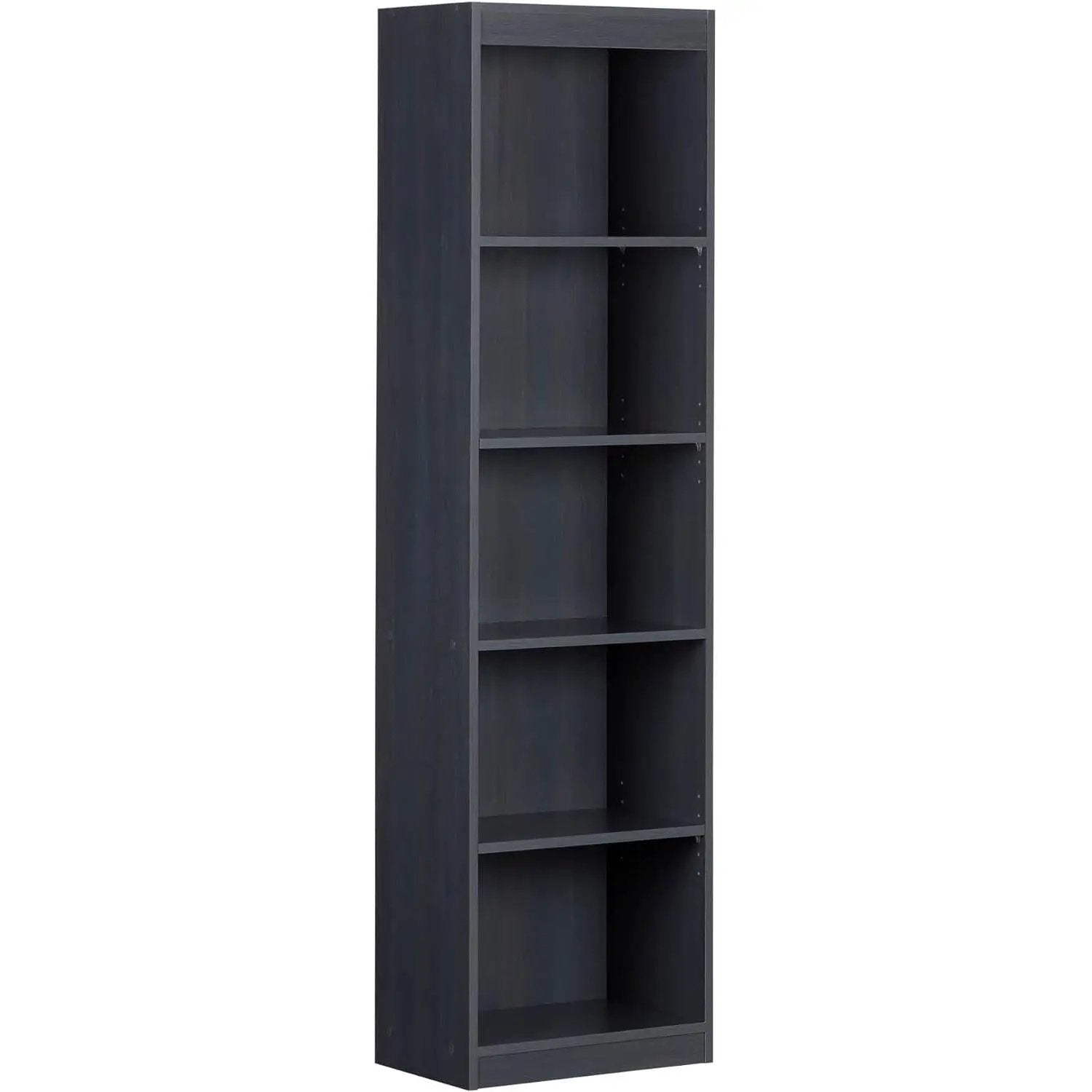 Narrow 5-Shelf Bookcase Slim Storage Shelving Unit Dark Blue Black Wood Finish by HomePacific