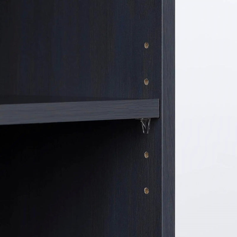 Narrow 5-Shelf Bookcase Slim Storage Shelving Unit Dark Blue Black Wood Finish by HomePacific