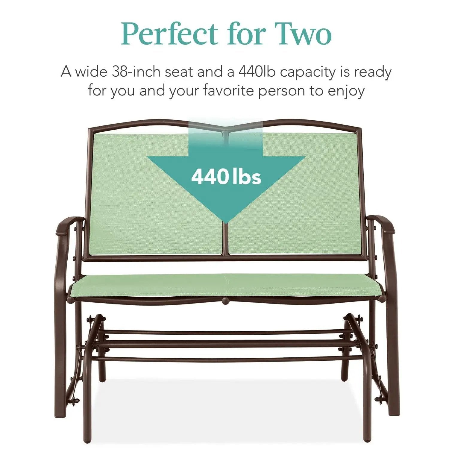 2 Seat Mesh Patio Loveseat Swing Glider Rocker with Armrests in Sage by HomePacific
