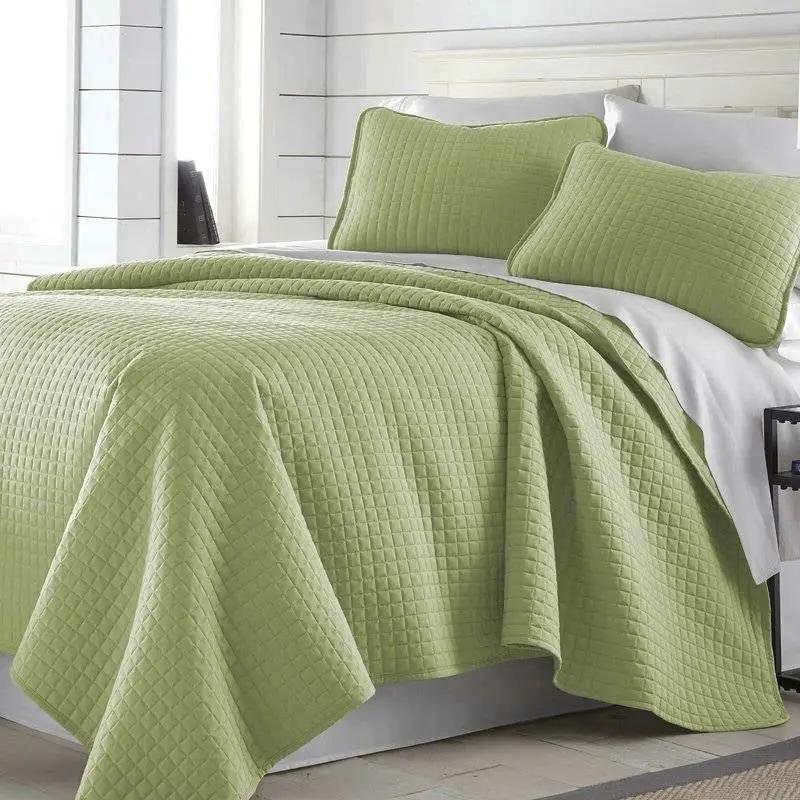Twin/Twin XL Lightweight Sage Ultra Soft 2-Piece Microfiber Quilt Set by HomePacific
