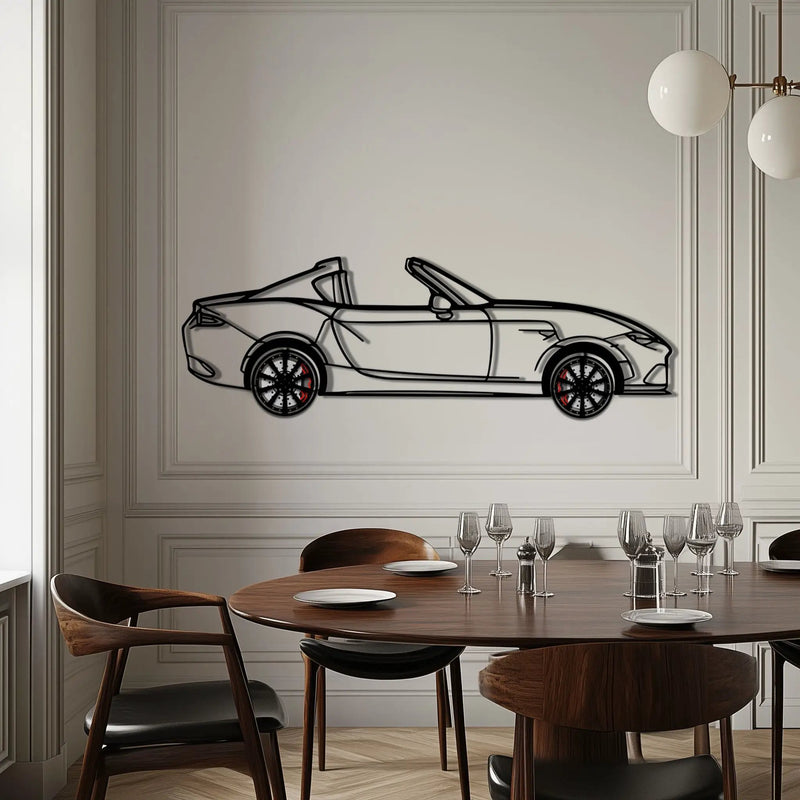 Mazda MX-5 RF Metal Car Wall Art with Rotating Wheels - JDM Roadster Silhouette - Interactive Automotive Wall Decor - KAFMEKA146 by Enova Art