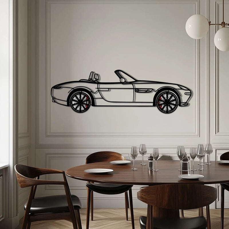 BMW Z8 Metal Car Wall Art with Rotating Wheels - Classic Luxury Roadster Silhouette - Interactive Automotive Wall Decor - KAFMEKA115 by Enova Art