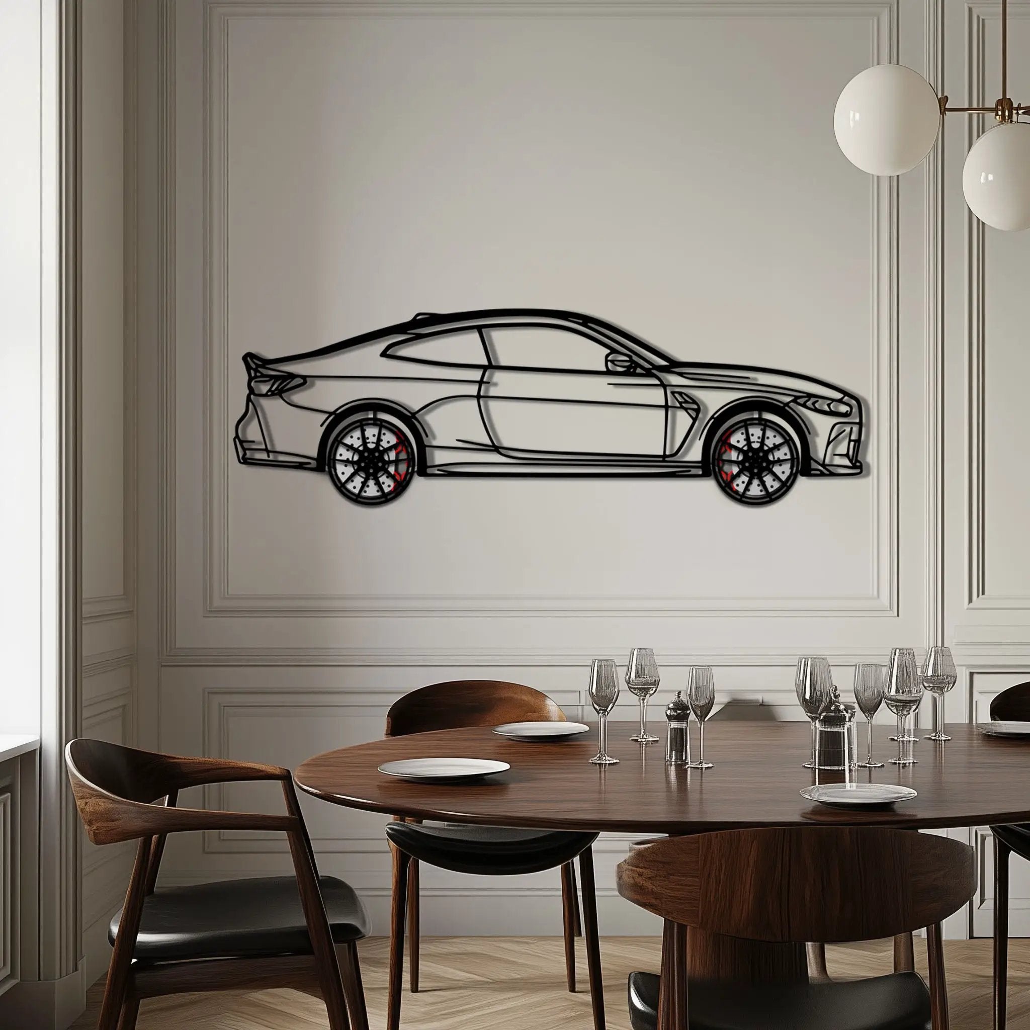 BMW M4 CSL Metal Car Wall Art with Rotating Wheels - Limited Edition G82 Silhouette - Interactive Automotive Wall Art - KAFMEKA108 by Enova Art