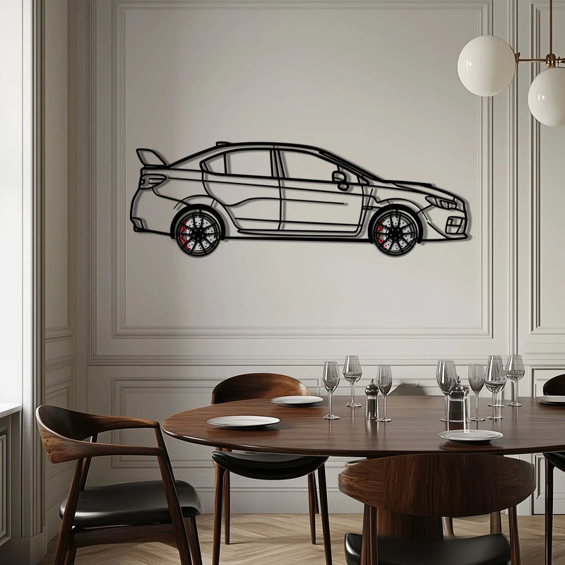 Subaru WRX Metal Car Wall Art with Rotating Wheels - Rally Legend Silhouette - Interactive Automotive Wall Decor - KAFMEKA155 by Enova Art
