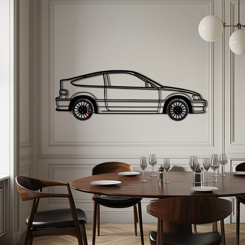 1990 Honda CRX Metal Car Wall Art with Rotating Wheels - JDM Classic Silhouette - Interactive Automotive Wall Decor - KAFMEKA144 by Enova Art