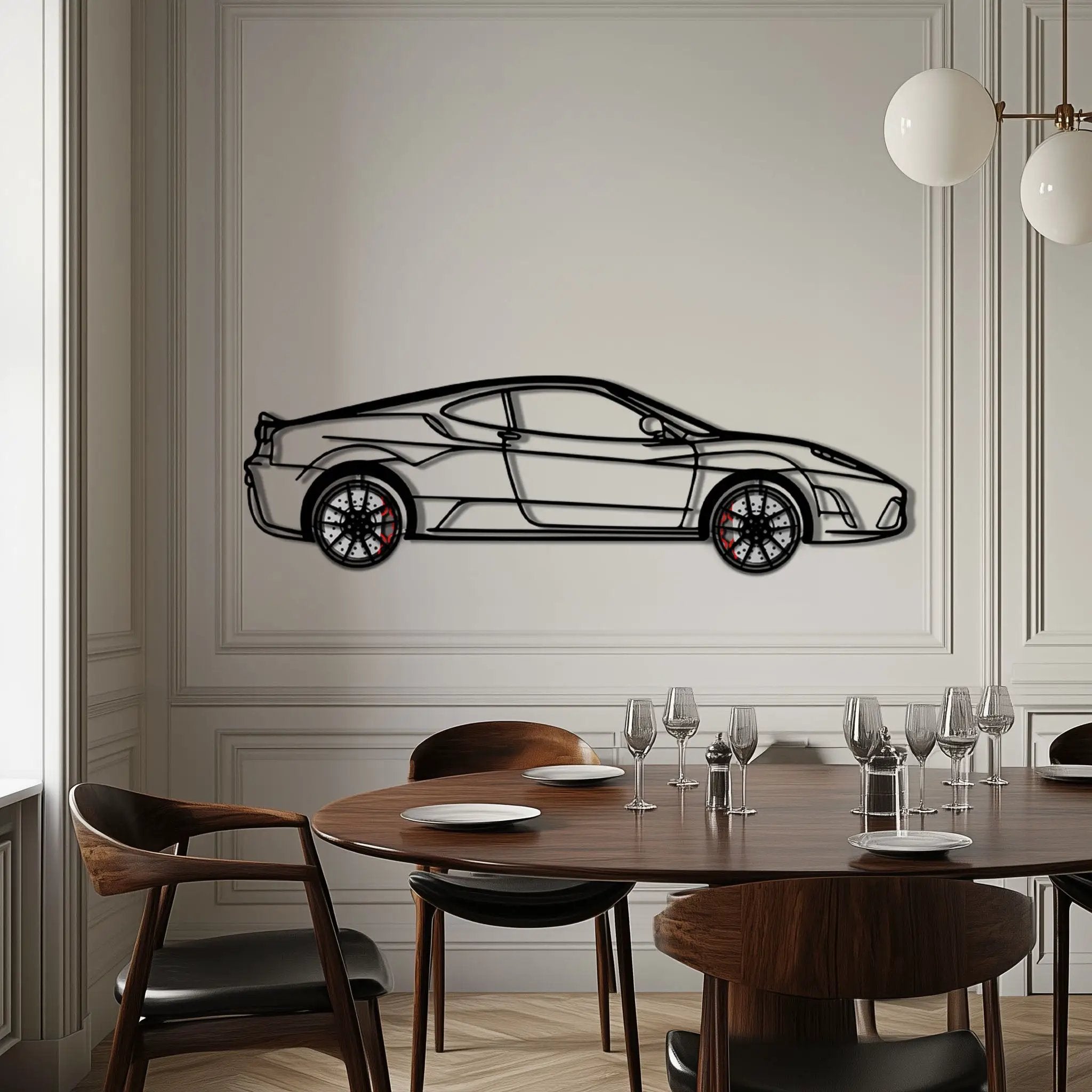 Ferrari F430 Scuderia Metal Car Wall Art with Rotating Wheels - Track-Focused V8 Silhouette - Interactive Automotive Wall Art - KAFMEKA133 by Enova Art