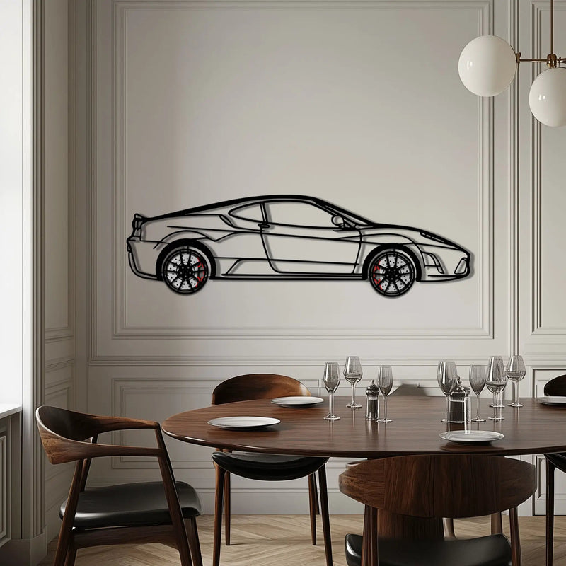 Ferrari F430 Scuderia Metal Car Wall Art with Rotating Wheels - Track-Focused V8 Silhouette - Interactive Automotive Wall Art - KAFMEKA133 by Enova Art