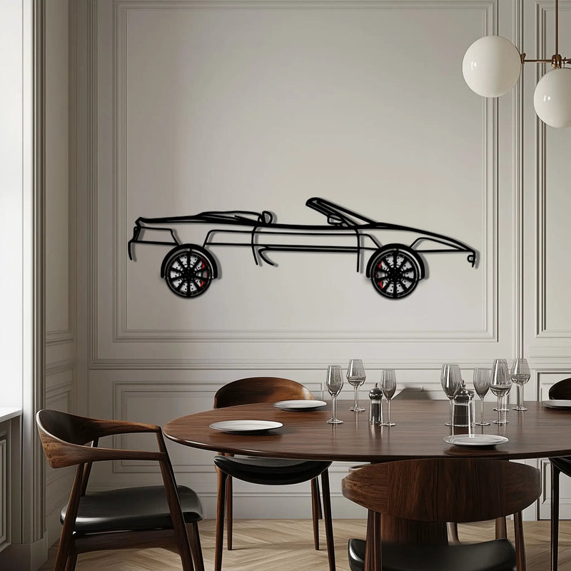 Ferrari F355 Spider Metal Car Wall Art with Rotating Wheels - Classic Italian Convertible Silhouette - Interactive Automotive Decor - KAFMEKA131 by Enova Art