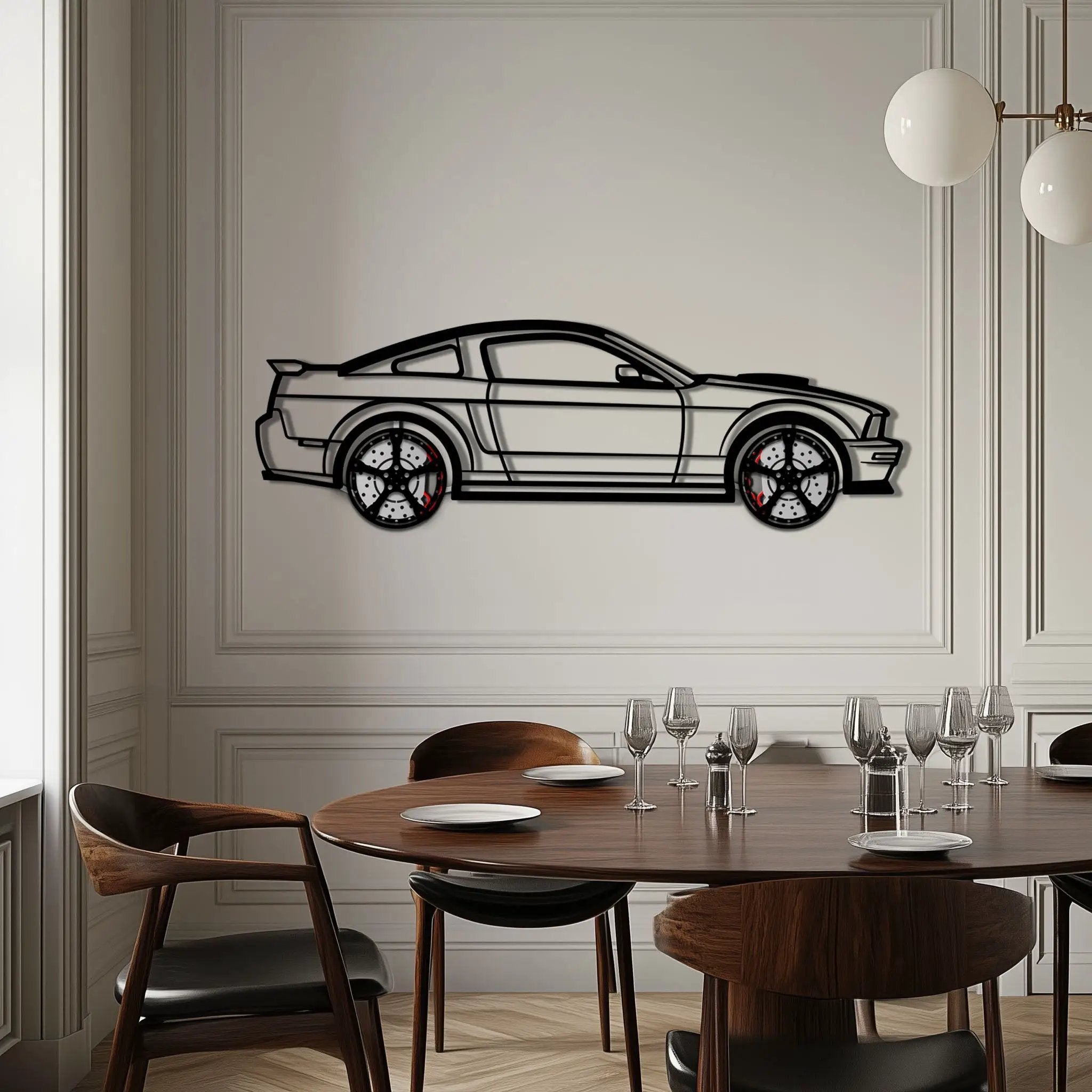 Ford Mustang GTR (2008) Metal Car Wall Art with Rotating Wheels - Modern Muscle Silhouette Decor - Interactive Automotive Wall Art - KAFMEKA139 by Enova Art
