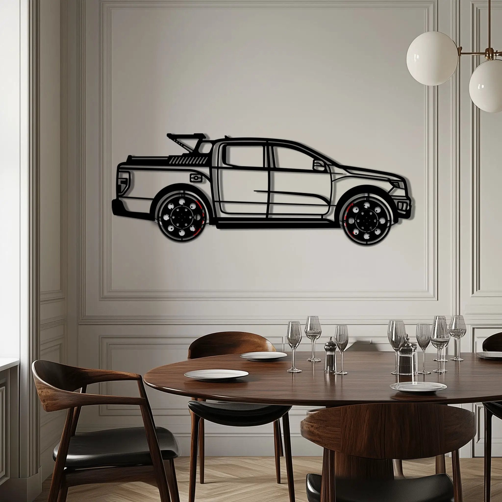 Ford F-150 Metal Truck Wall Art with Rotating Wheels - Iconic American Pickup Silhouette - Interactive Automotive Wall Decor - KAFMEKA138 by Enova Art