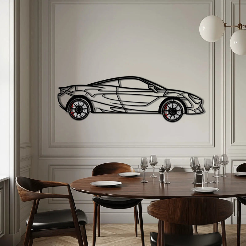 McLaren 720S Metal Car Wall Art with Rotating Wheels - British Supercar Silhouette - Interactive Automotive Wall Decor - KAFMEKA149 by Enova Art