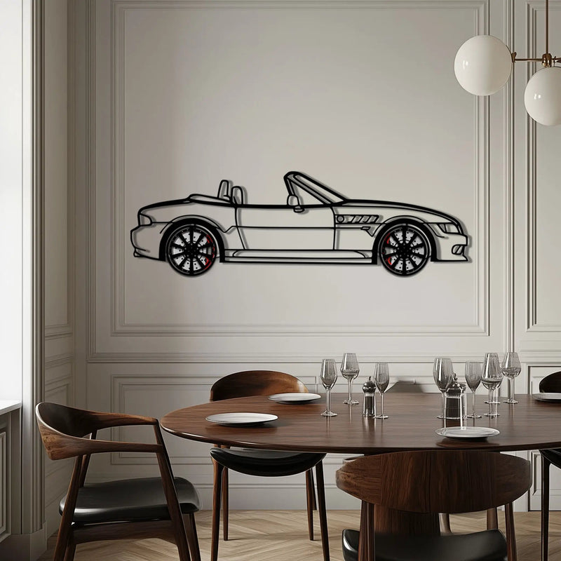 BMW Z3 Metal Car Wall Art with Rotating Wheels - Classic Roadster Silhouette Decor - Interactive Automotive Wall Art - KAFMEKA112 by Enova Art